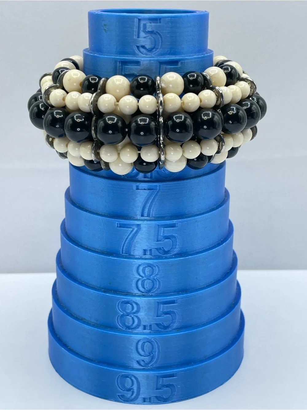 Black White Acrylic Beaded Chunky Multi Strand Stretch Statement Bracelet